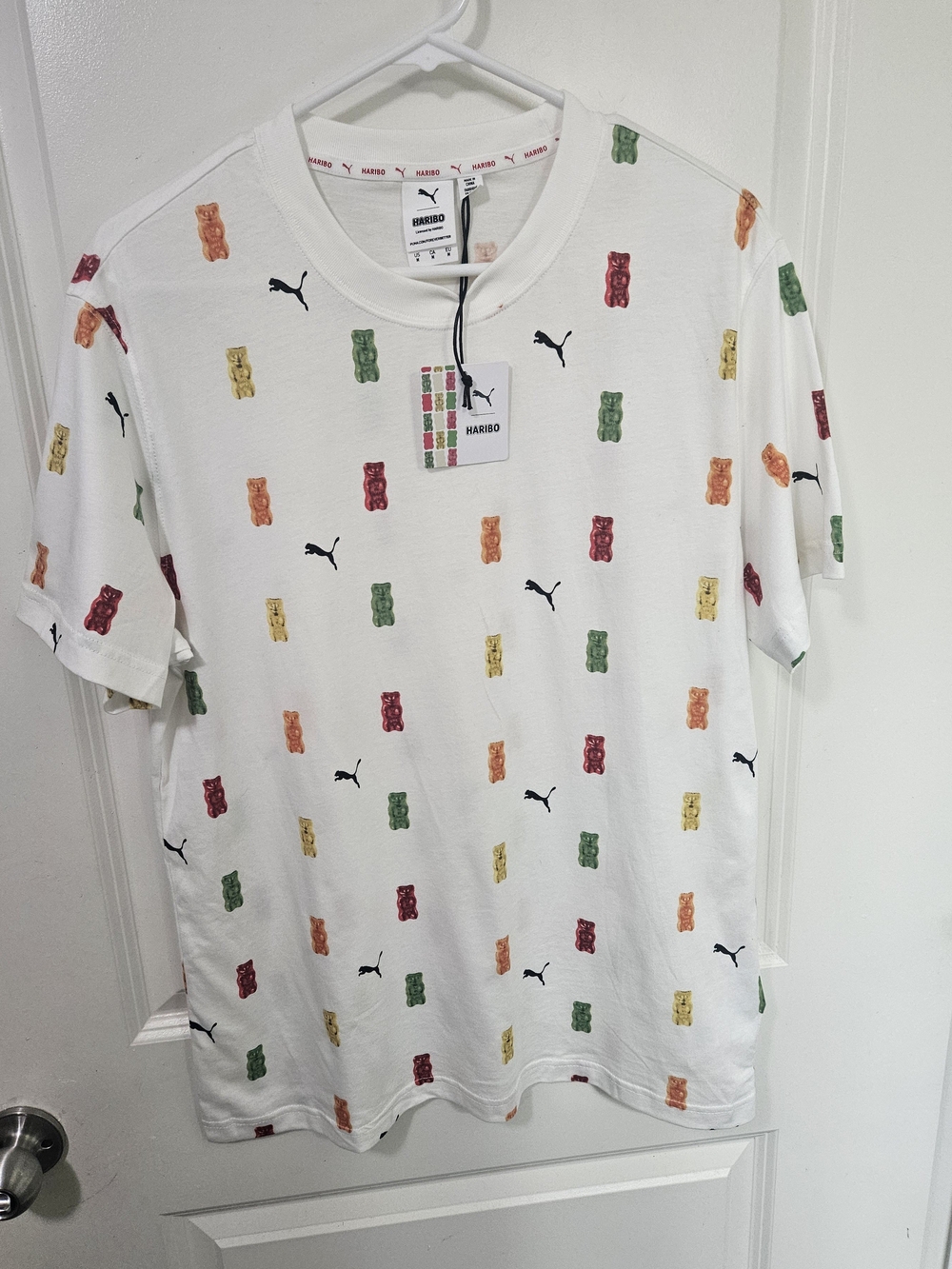 Puma White Short Sleeve Tee with Multicolor Gummy Bear Print